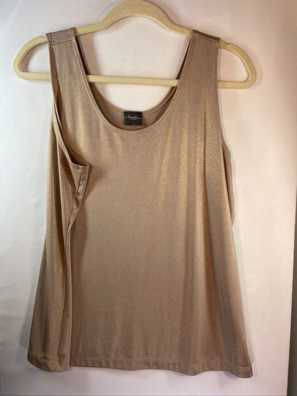 CHICOS TRAVELERS BEIGE TANK TOP SHIMMERS LARGE WOMENS